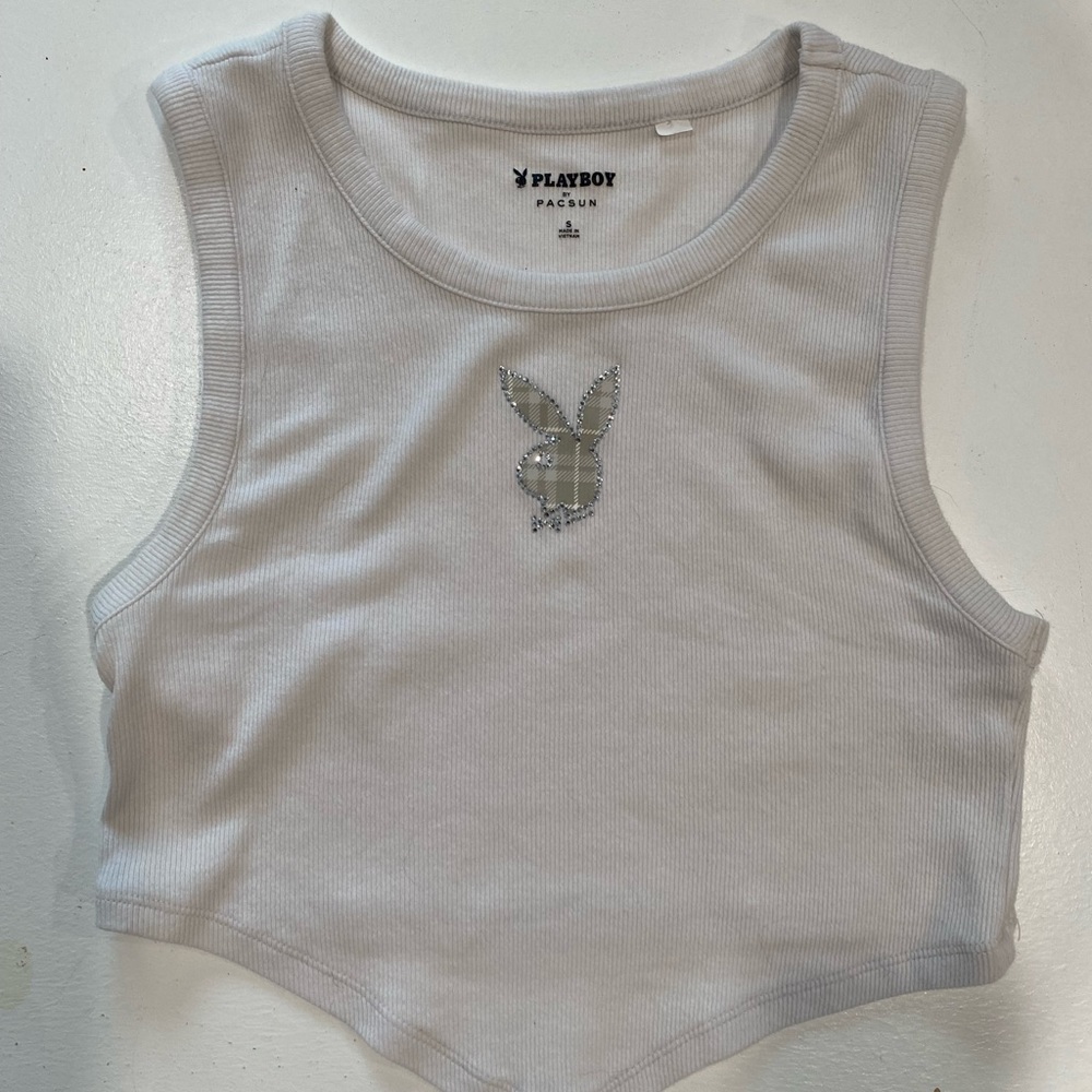 playboy x pacsun jeweled bunny cropped tank top!